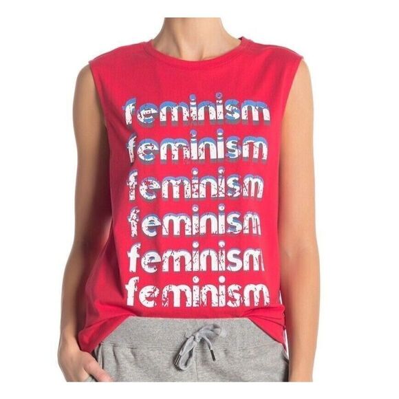 Rebecca Minkoff S18403C11 626 Women's Sz M Red Feminism Muscle Tee Shirt $58 - Picture 8 of 9